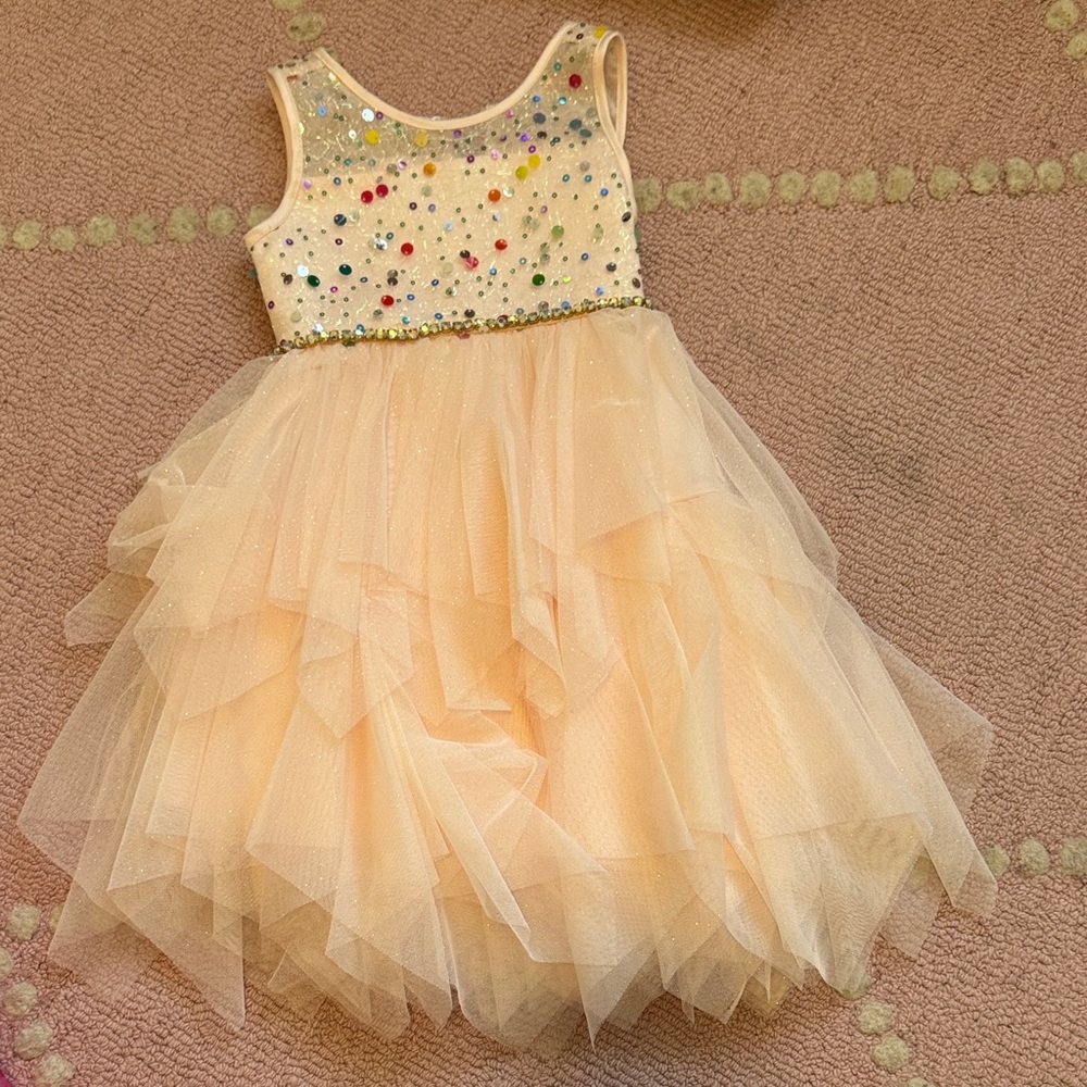 American Princess Cream and Multicolor Embellished Dress